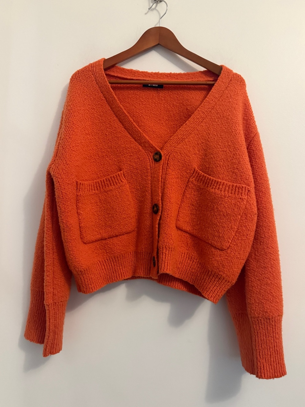 ✨ APPARIS Marcella Cardigan Vermillion Orange Oversized Knit Sweater Large ✨ - Picture 4 of 12